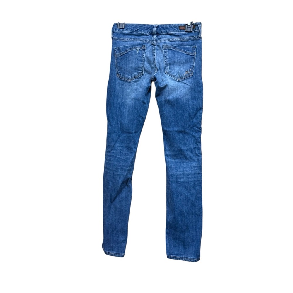 Express Blue Denim Distressed Skinny Jeans GUC Sz 0 Short - Picture 2 of 7